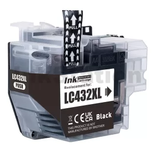 Compatible Brother LC-432XLBK Black High Yield Ink Cartridge - 3,000 pages