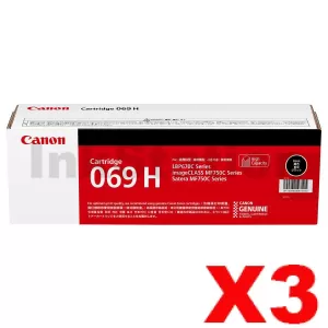 3 x Canon CART-069HB Black High Yield Genuine Toner Cartridge - 7,600 pages