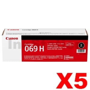 5 x Canon CART-069HB Black High Yield Genuine Toner Cartridge - 7,600 pages