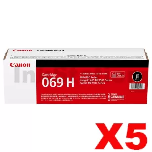 5 x Canon CART-069HB Black High Yield Genuine Toner Cartridge - 7,600 pages