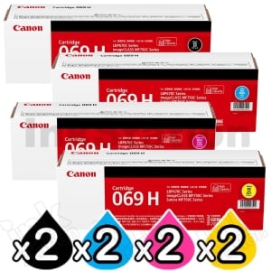2 Sets of 4 Pack Canon CART-069H High Yield Genuine Toner Cartridges Combo [2BK,2C,2M,2Y]