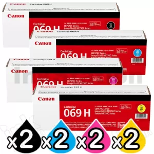 2 Sets of 4 Pack Canon CART-069H High Yield Genuine Toner Cartridges Combo [2BK,2C,2M,2Y]