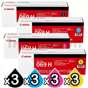 3 Sets of 4 Pack Canon CART-069H High Yield Genuine Toner Cartridges Combo [3BK,3C,3M,3Y]