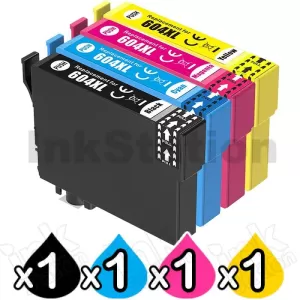 4 Pack Compatible for Epson 604XL High Yield Inkjet Cartridges Combo C13T10H192 - C13T10H492 [1BK,1C,1M,1Y]