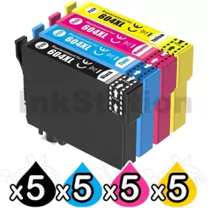 20 Pack Compatible for Epson 604XL High Yield Inkjet Cartridges Combo C13T10H192 - C13T10H492 [5BK,5C,5M,5Y]