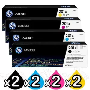 2 sets of 4 Pack HP CF400X-CF403X (201X) Genuine Toner Cartridges [2BK,2C,2M,2Y]