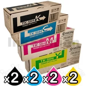2 sets of 4 Pack Genuine Kyocera TK-5144 Toner Combo M-6030CDN, M-6530CDN, P-6130CDN [2BK+2C+2M+2Y]