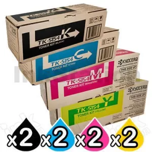 2 sets of 4 Pack Genuine Kyocera TK-5154 Toner Combo M-6535CDN, P-6035CDN [2BK+2C+2M+2Y]