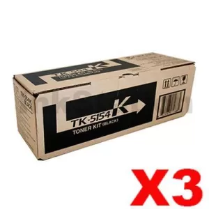 3 x Genuine Kyocera TK-5154K Black Toner Cartridge M-6535CDN, P-6035CDN - 12,000 pages