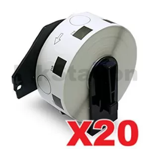 20 x Compatible Brother DK-11218 Black Text on White 24mm Diameter Die-Cut Paper Label Roll - 1000 labels per roll
