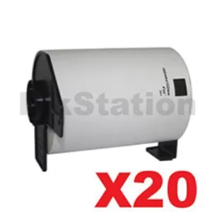 20 x Compatible Brother DK-11241 Black Text on White 102mm x 152mm Die-Cut Paper Label Roll - 200 labels per roll