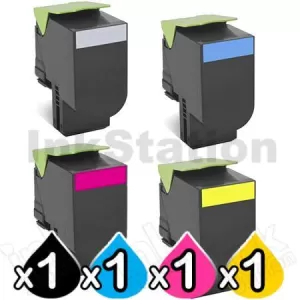 4 Pack Lexmark Compatible C2425 / MC2425 High Yield Return Program Toner Cartridge - BK 3,000 pages, C/M/Y 2,300 pages