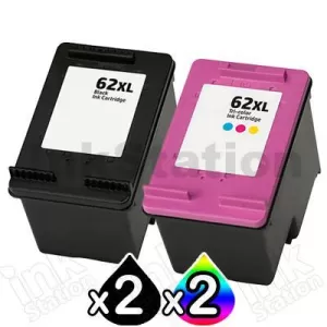 4 Pack HP 62XL Compatible High Yield Inkjet Cartridges C2P05AA + C2P07AA [2BK,2CL]