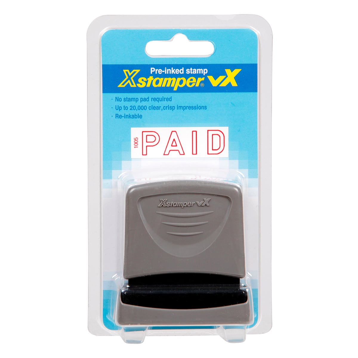 Xstamper VxB 1005 PreInked Stamp 'PAID' Hangsell Red (57100562