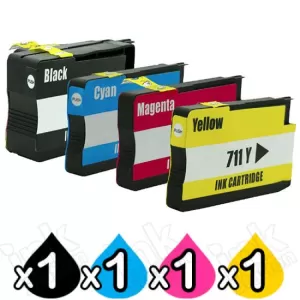 4 Pack HP 711 Compatible Inkjet Cartridges [1BK,1C,1M,1Y]