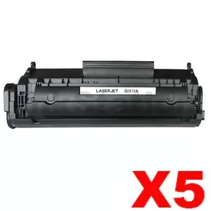 5 x HP Q2612A (12A) Compatible Black Toner Cartridge - 2,000 Pages