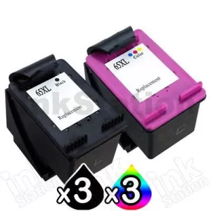 6 Pack HP 65XL Compatible High Yield Ink Combo N9K04AA + N9K03AA [3BK,3CL]