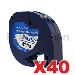 Dymo 40 x SD91201 / 91331 Compatible 12mm x 4m Black on White