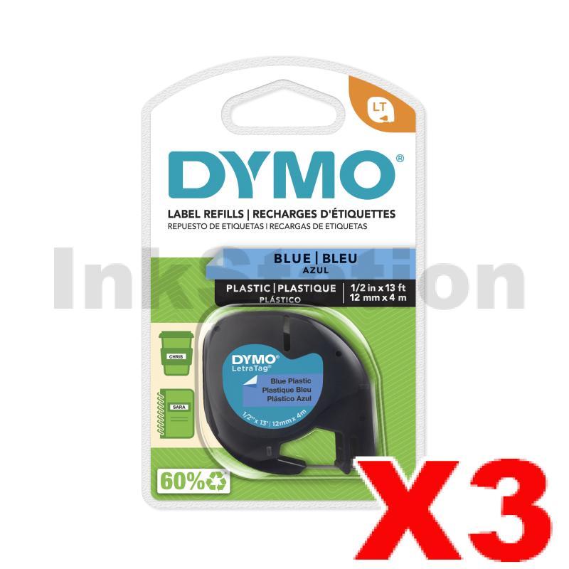 Dymo 10 x SD91205 / 91335 Compatible 12mm x 4m Black On Blue LetraTag