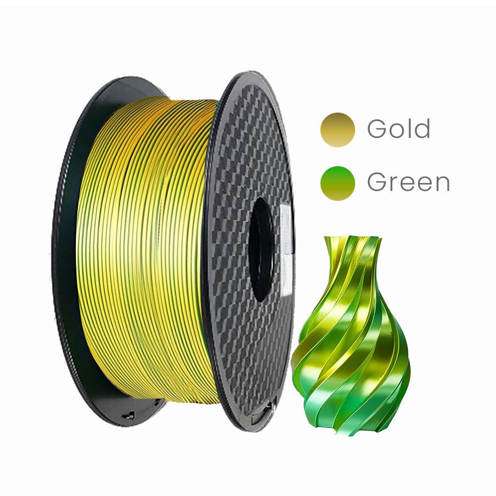 1 x Silk PLA 3D Filament 1.75mm Bicolour Gold & Green - 1KG - InkStation