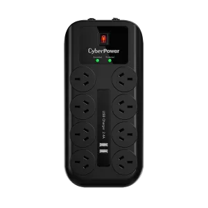 Cyberpower 8-Port Surge Protector Powerboard with 2 X USB Charging Ports