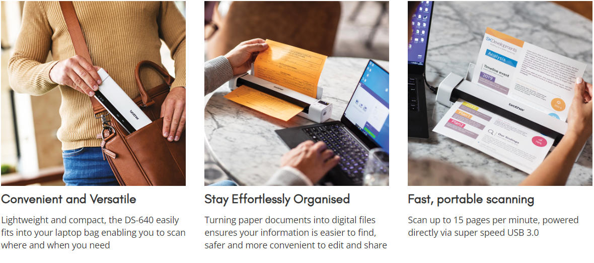 Brother DS-640 Portable USB A4 Document Scanner - InkStation