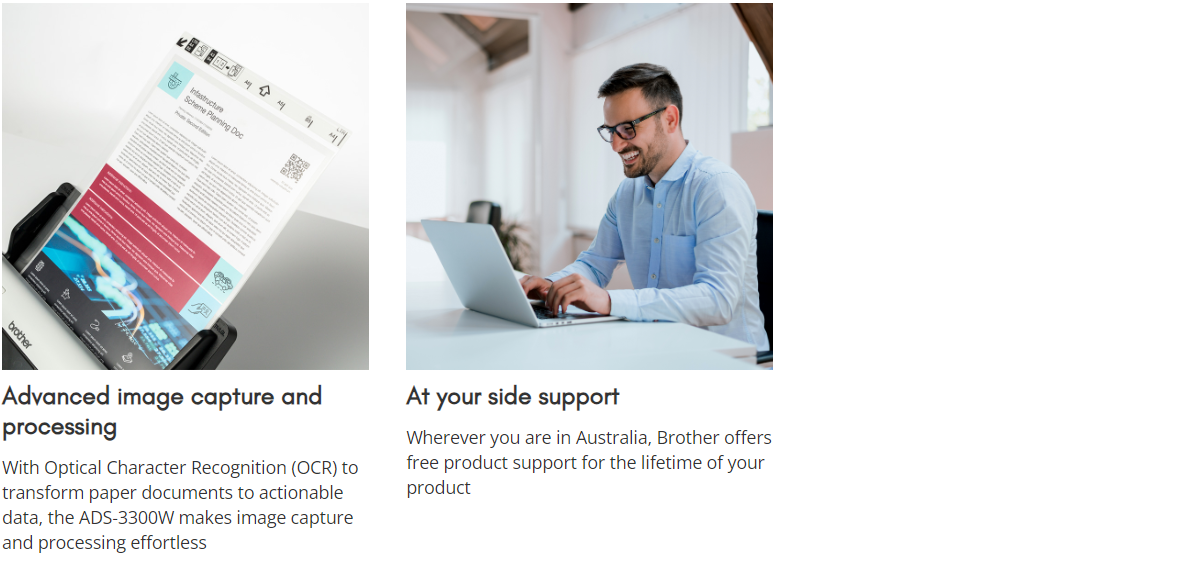 Brother ADS3300W Wireless Desktop A4 Duplex Document Scanner InkStation