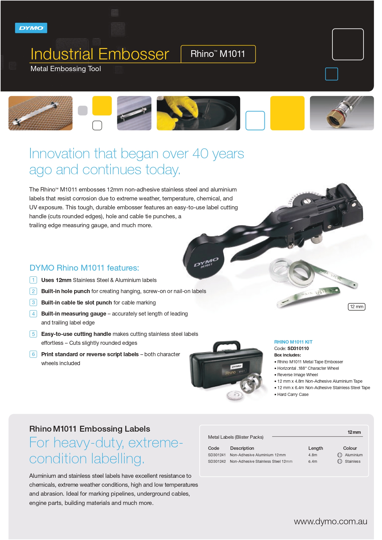 Dymo Rhino M1011 Embossing Tool Kit Metal Tape Embosser (S0720090