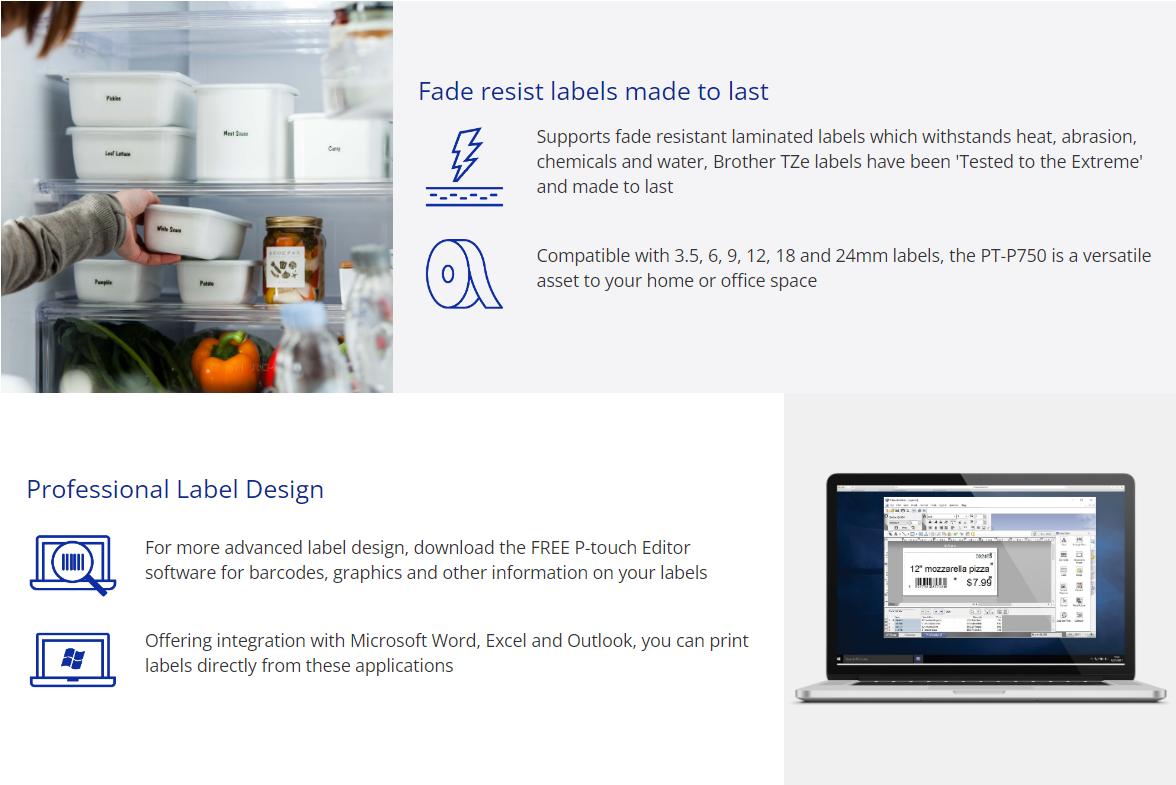 Brother P-Touch PT-P750W Desktop Label Printer - USB, Wi-Fi, NFC ...