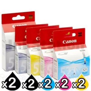 10-Pack Genuine Canon PGI-520 & CLI-521 Inkjet [2BK,2PBK,2C,2M,2Y]