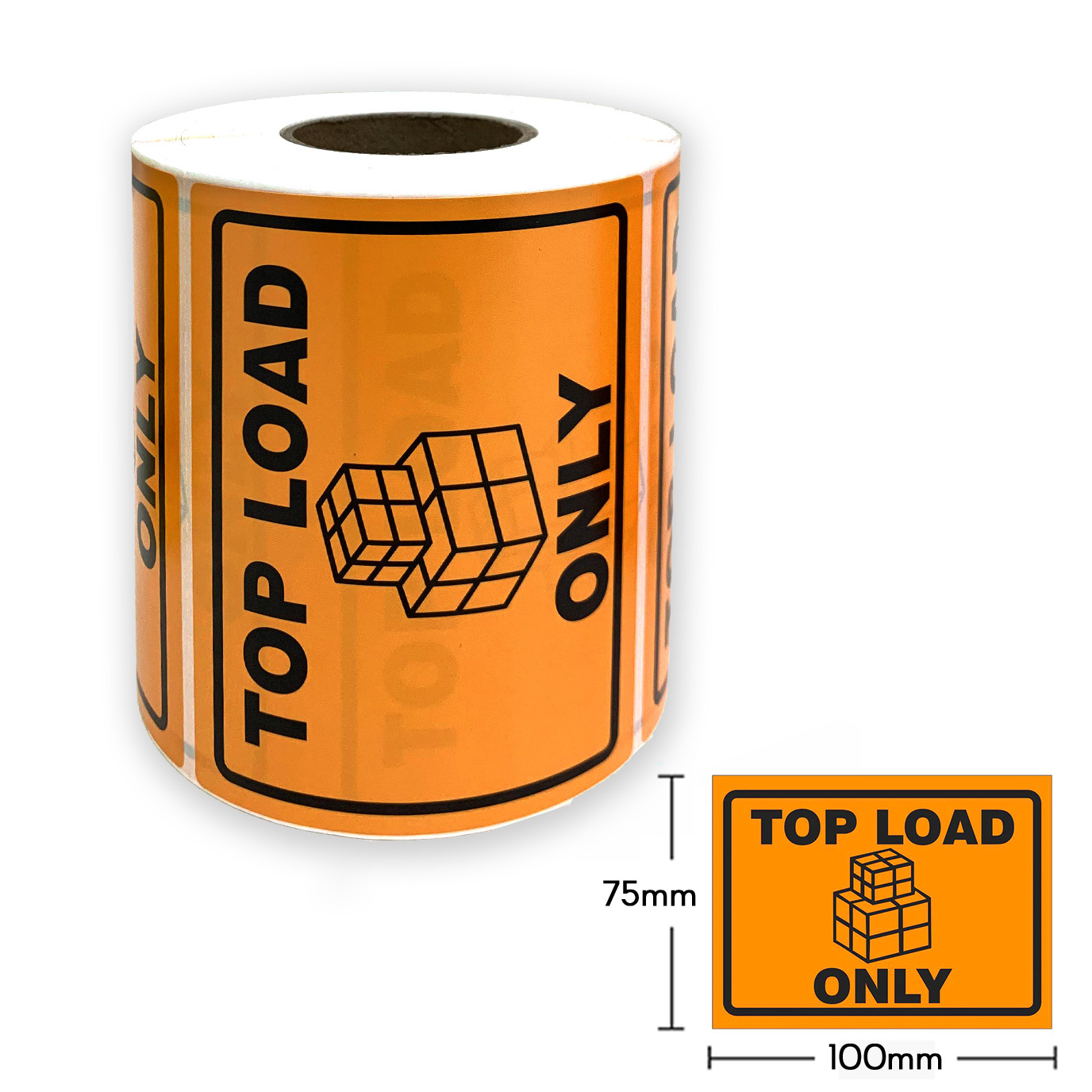 1 Roll x TOP LOAD ONLY Boxes Shipping Label in Orange Warning Adhesive