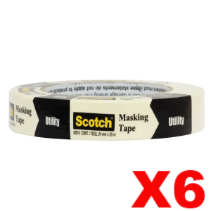 3M Scotch Masking Tape 24mm x 55m Utility 2010 Beige Pack of 6