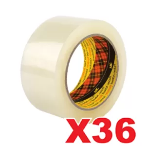 Scotch 370 Clear Packaging Tape 48mm x 75m Box Sealing - Pack of 36 Rolls