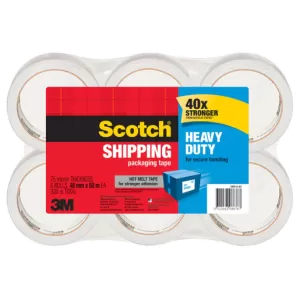 Scotch Heavy Duty Shipping Packaging Tape 48mm x 50m - Pack of 6 Rolls