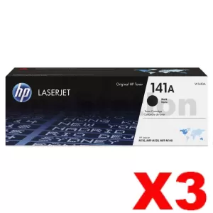 3 x HP 141A W1410A Genuine Black Toner Cartridge - 950 Pages