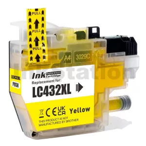 Compatible Brother LC-432XLY Yellow High Yield Ink Cartridge - 1,500 pages