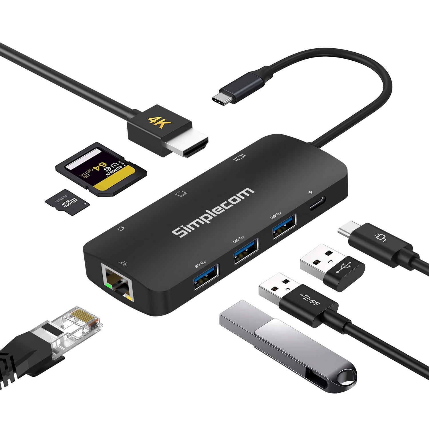 Multifunction Port 5-In-1 USB-C Multifunction Adapter USB Hub (HDMI + 2 USB Ports + PD ...
