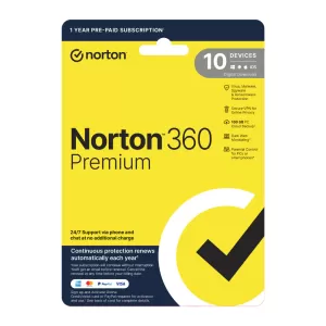 Norton 360 Premium - 1 User 10 Devices 1 Year Subscription ESD Version