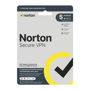 Norton Secure VPN - 1 User 5 Devices 1 Year Subscription ESD Version