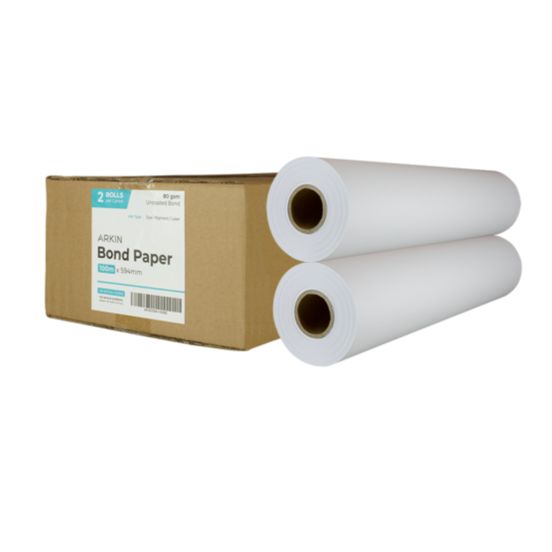 Arkin A1 Bond Paper 594mm x 100m CHBO80594100 80gsm (Box of 2 Rolls ...