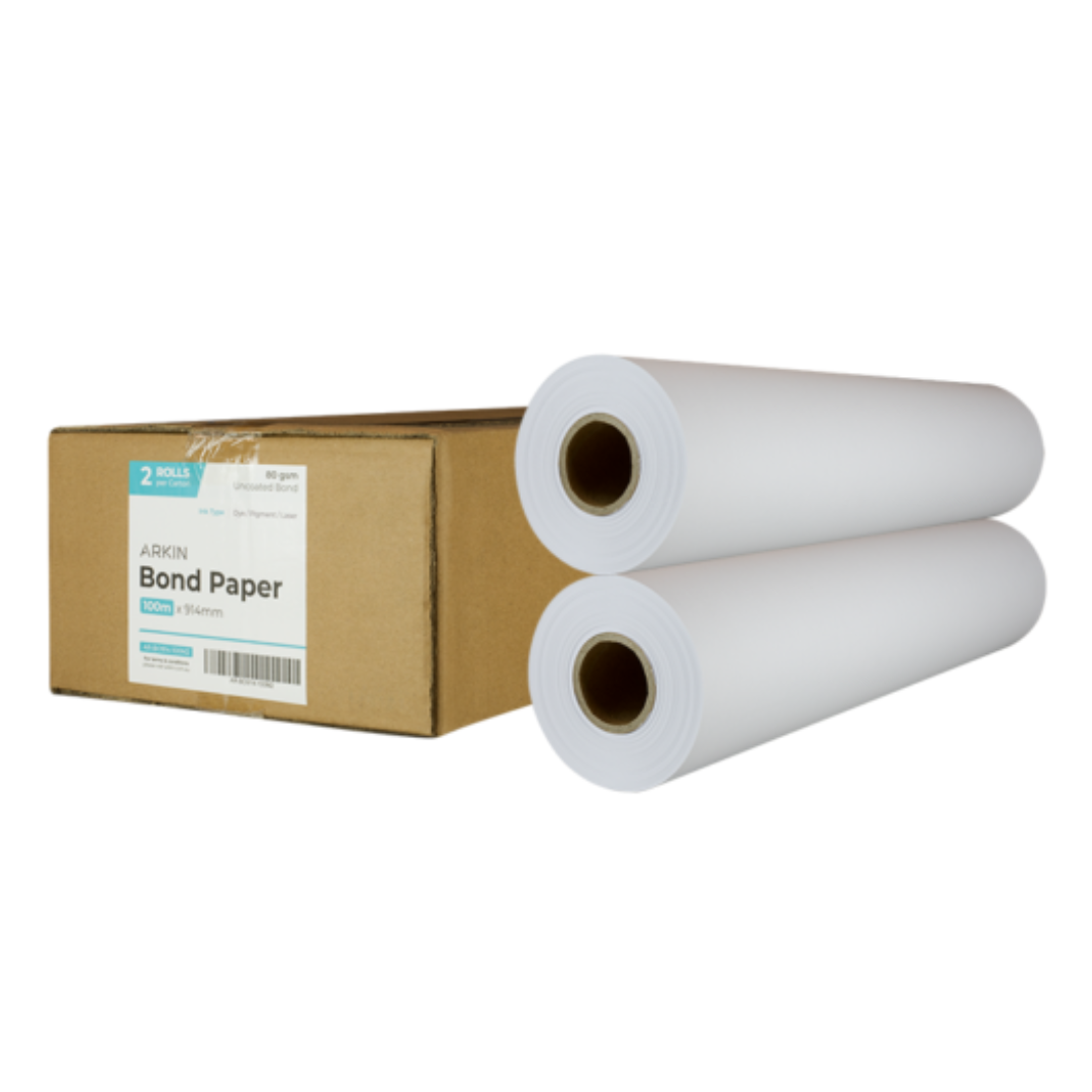 Arkin 36 Inch Bond Paper 914mm x 100m CHBO80914100 80gsm A0 A0+ (Box of ...