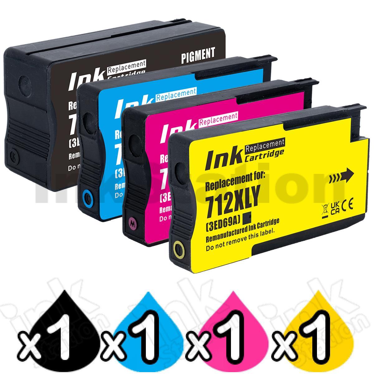 Hp 4 Pack 712b 712 Compatible Ink Cartridges Combo 1bk1c1m1y Ink Cartridges Inkstation 