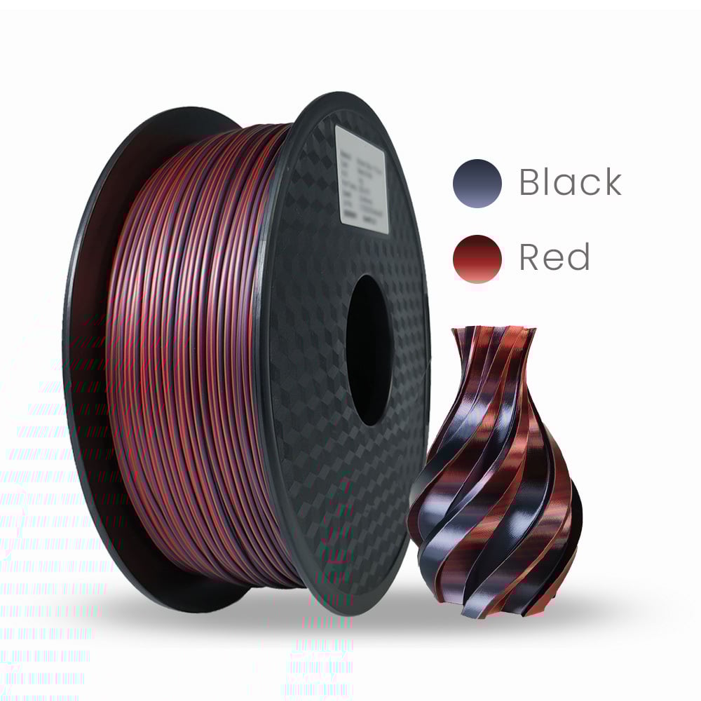 1 x Silk PLA 3D Filament 1.75mm Bicolour Black & Red - 1KG - InkStation