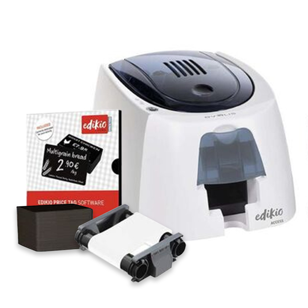 Evolis Edikio Access USB Single Sided Price Tag Card Printer Bundle ...