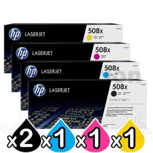 5 Pack HP 508X (CF360X-CF363X) Genuine Toner Cartridges  [2BK,1C,1M,1Y]