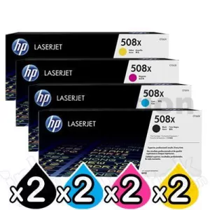 2 sets of 4 Pack HP 508X (CF360X-CF363X) Genuine Toner Cartridges [2BK,2C,2M,2Y]
