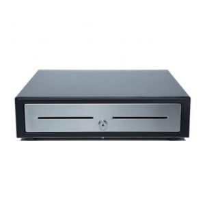 24V Cash Drawer 5 Note 8 Coin Slot VPOS EC410 - Black with Stainless Steel Front