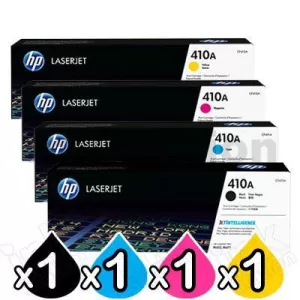 4 Pack HP 410A (CF410A-CF413A) Genuine Toner Cartridges [1BK,1C,1M,1Y]