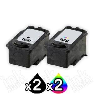 4 Pack Canon PG-512 CL-513 Compatible High Yield Value Pack [2BK,2C]