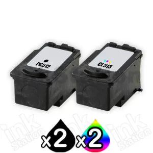 4 Pack Canon PG-512 CL-513 Compatible High Yield Value Pack [2BK,2C]